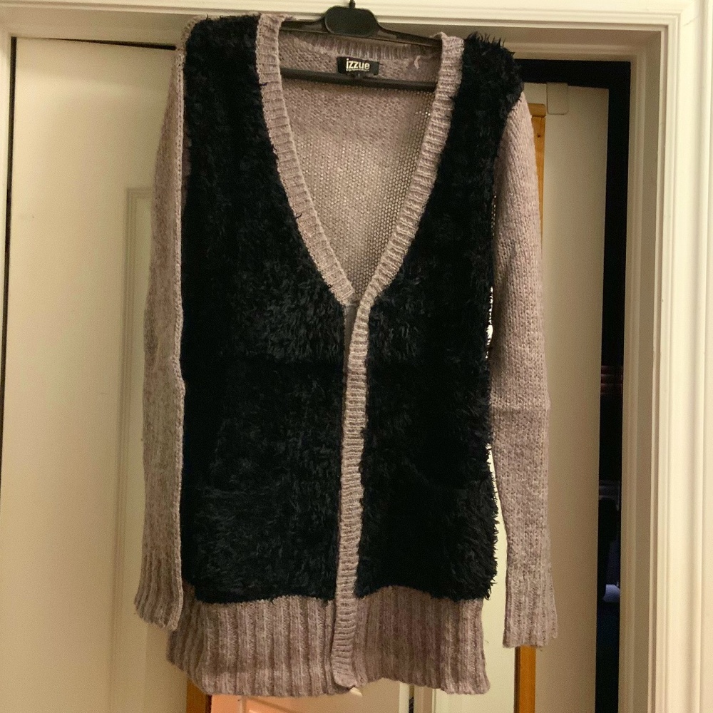 Mohair Blend Zippered Cardigan Sweater (S/M)